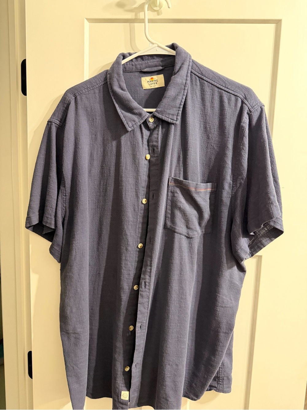 Marine Layer Men’s Short-Sleeve Button-Down Shirt — Dusty Blue
